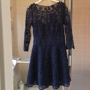Regal Guipure Navy Lace Dress